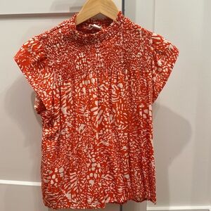 THML orange and white short sleeve top